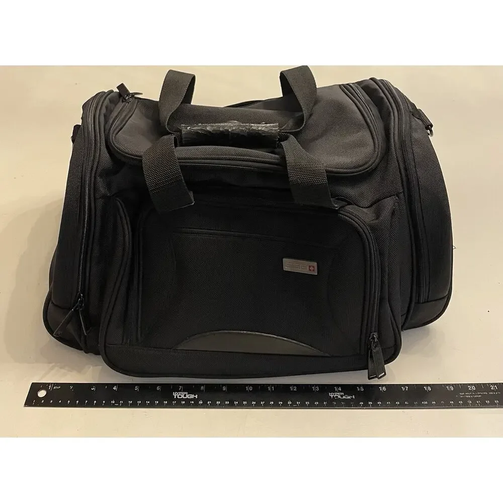 SIGG Swiss Luggage Duffle Travel Bag Heavy Construction Clean Good Zippers Black